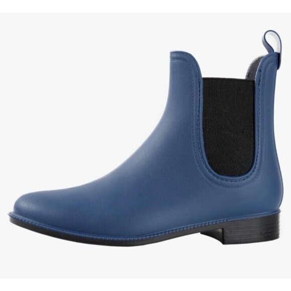 Women's Navy Blue Chelsea Boots Girl Matte Fall Ankle Rain Boots Waterproof, New - Picture 7 of 7